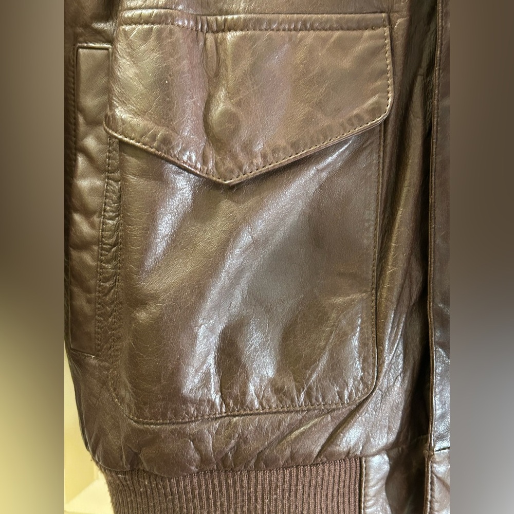 Repertoire Vintage Brown Leather Bomber Jacket - Picture 11 of 16